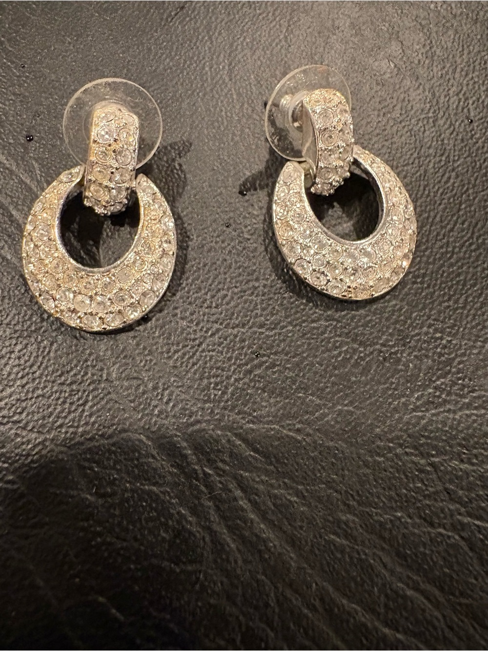 Sparkling Silver Crystal Hoop Drop Earrings - Unbranded